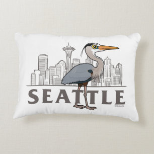 Great Blue Heron of Seattle City Bird Decorative Cushion