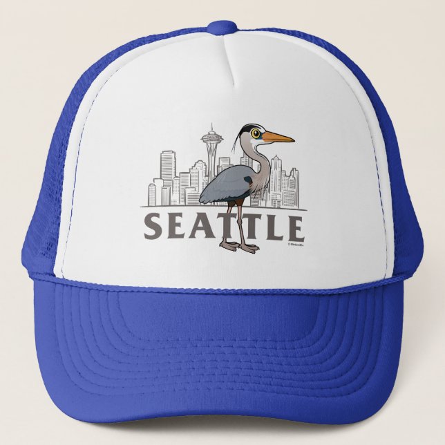 Great Blue Heron of Seattle City Bird Trucker Hat (Front)