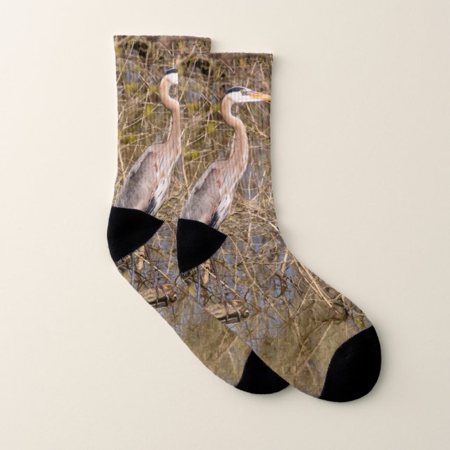 Great Blue Heron on a limb Socks (Pair)