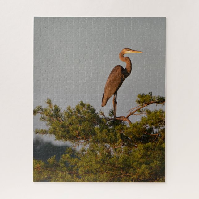 Great Blue Heron On Tree Top Jigsaw Puzzle (Vertical)
