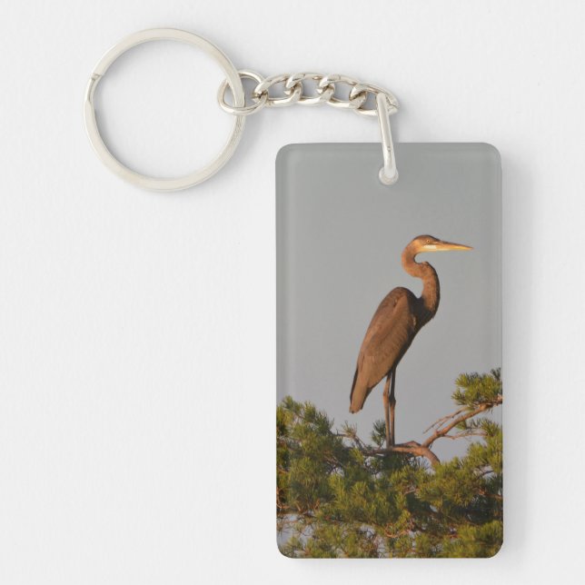 Great Blue Heron On Tree Top Key Ring (Front)
