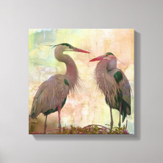 Great Blue Heron Pair Digital Art Canvas Print