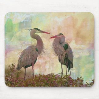Great Blue Heron Pair Digital Art Mouse Pad