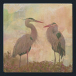 Great Blue Heron Pair Digital Art Stone Coaster<br><div class="desc">Wildlife photography of a great blue heron pair in courting display during breeding season and created as digital art by Lori A. Cash Conservation Photography (loriacash.com). Perfect for a bird lover. Please contact me at lacphoto@outlook.com,  if you would like to have this design on a different product.</div>