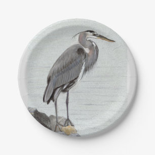Great Blue Heron Paper Plate