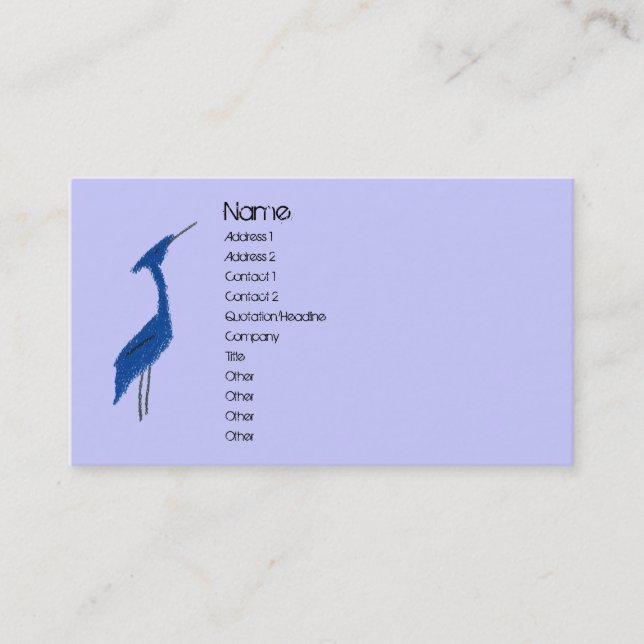 GREAT BLUE HERON profile card (Front)