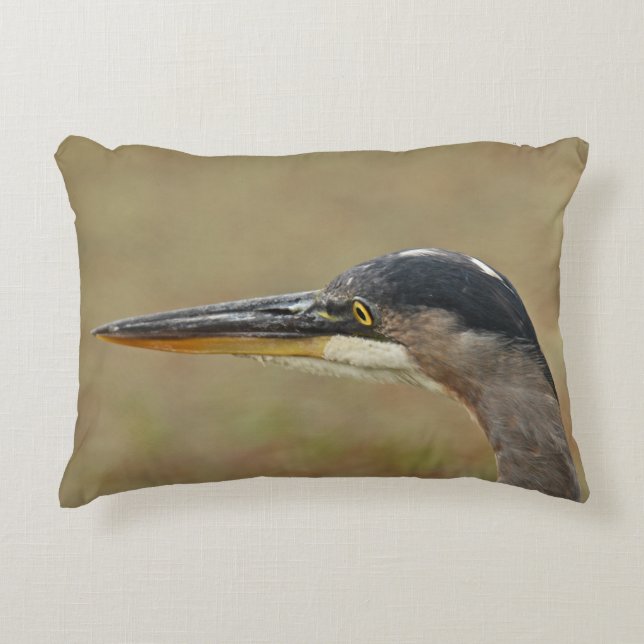 Great Blue Heron Profile Decorative Cushion (Front)