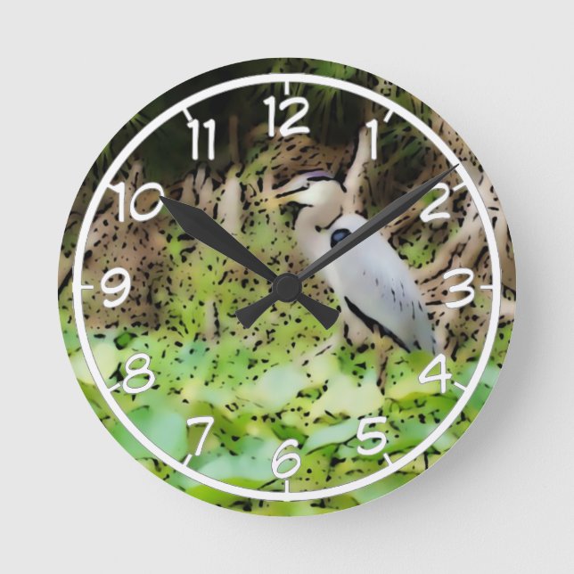 Great Blue Heron Round Clock (Front)