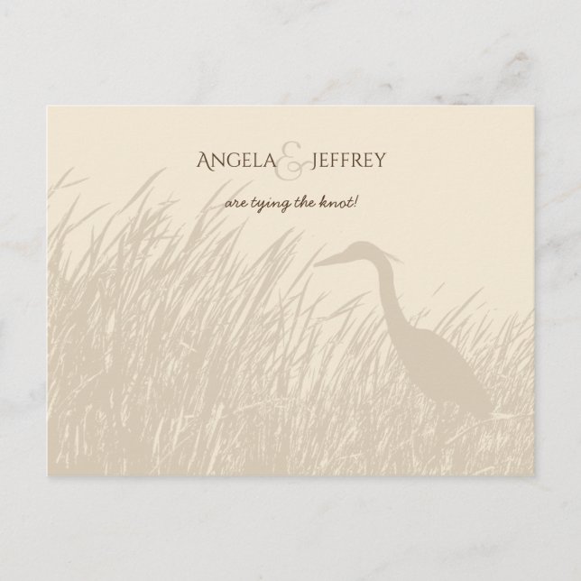 Great Blue Heron rustic wedding save the date Announcement Postcard (Front)