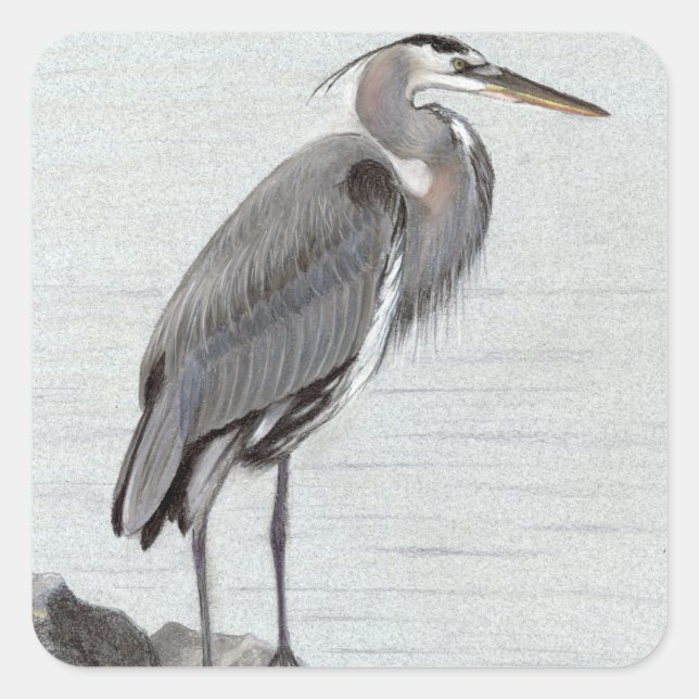 Great Blue Heron Square Sticker (Front)