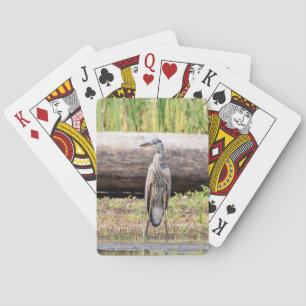 Great Blue Heron standing in Lake Champlain Playing Cards