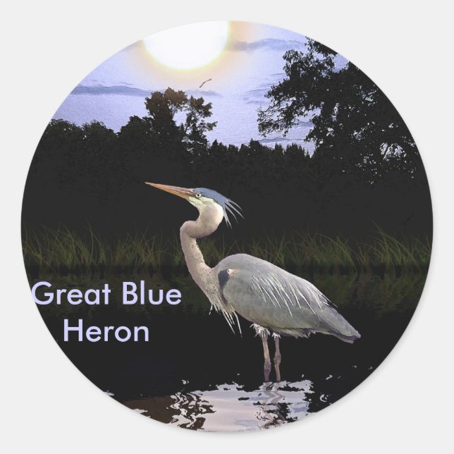GREAT BLUE HERON Stickers (Front)