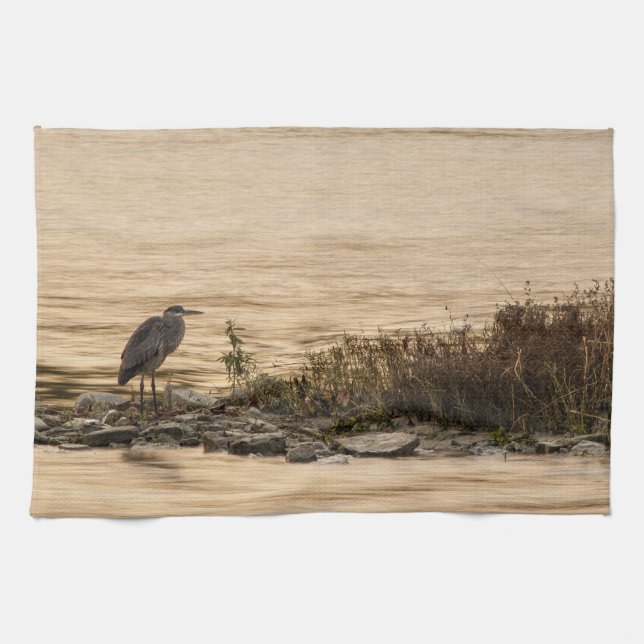 Great Blue Heron Tea Towel (Horizontal)