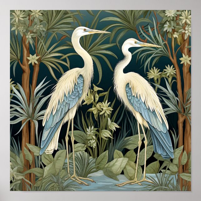 Great Blue Heron Vintage Style Poster (Front)