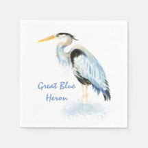 Great Blue Heron Watercolor Bird Art Wetlands