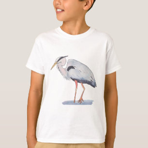 Great Blue Heron watercolor bird species art T-Shirt