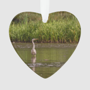 Great Blue Heron  Wildlife Lake Dated Photo Custom Ornament