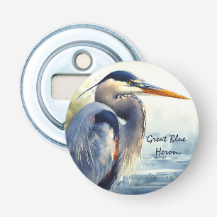 Great Blue Heron Wildlife Wetlands Bird Art Nature Bottle Opener