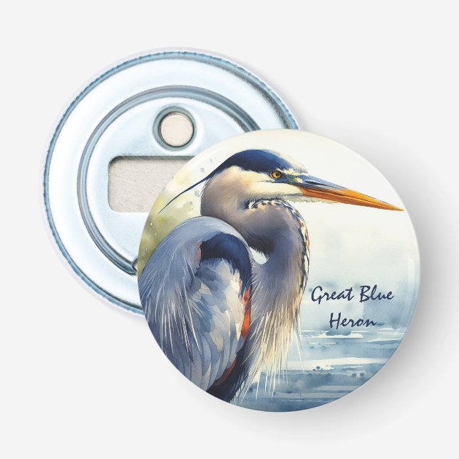 Great Blue Heron Wildlife Wetlands Bird Art Nature Bottle Opener (Front)