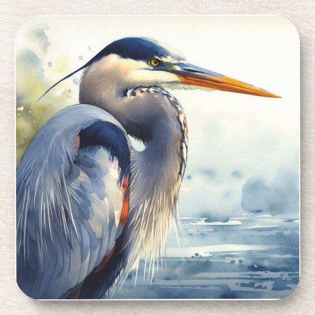 Great Blue Heron Wildlife Wetlands Bird Art Nature Coaster (Front)