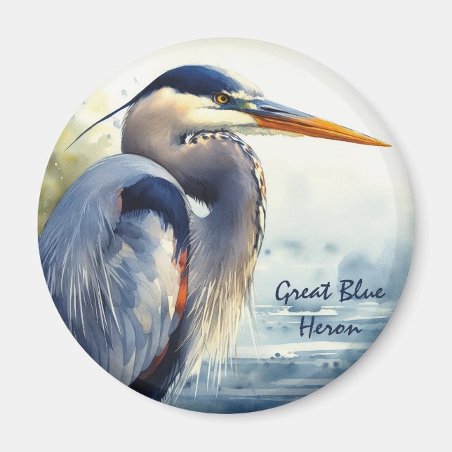 Great Blue Heron Wildlife Wetlands Bird Art Nature Magnet (Front)