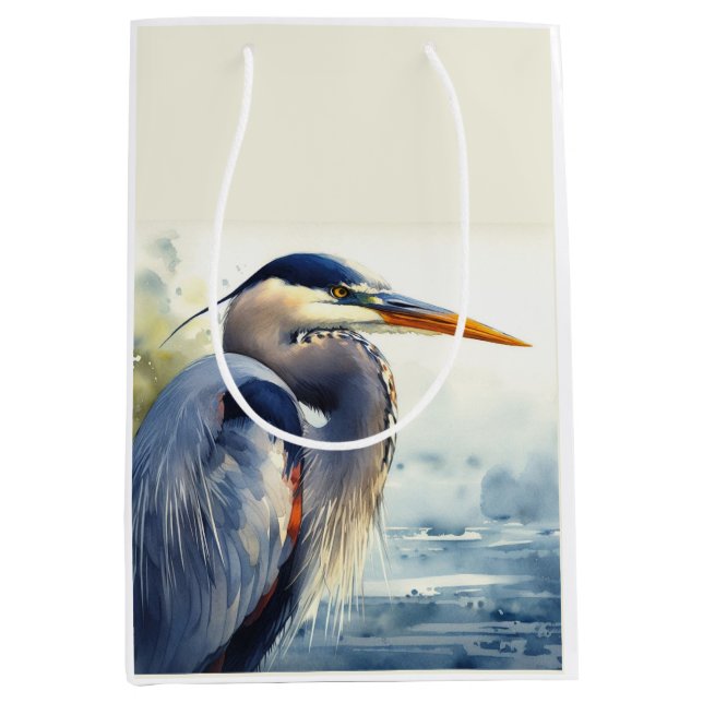 Great Blue Heron Wildlife Wetlands Bird Art Nature Medium Gift Bag (Front)