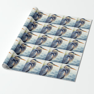 Great Blue Heron Wildlife Wetlands Bird Art Nature Wrapping Paper