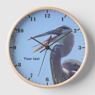 Great Blue Heron with mouth open  Clock