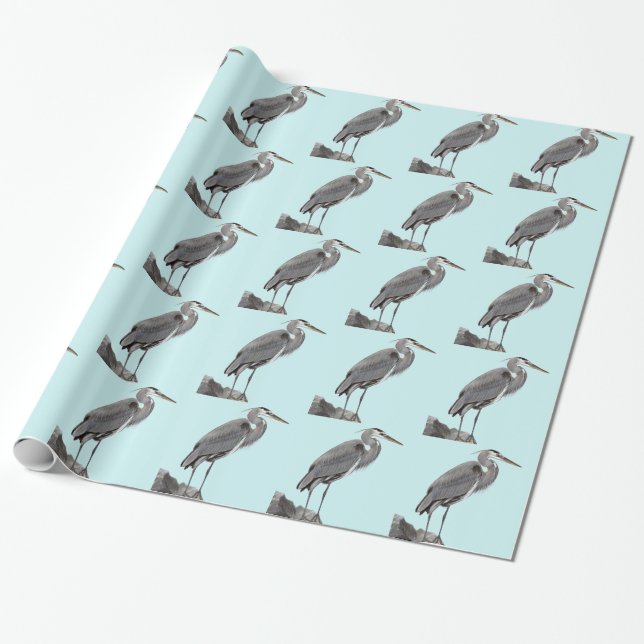 Great Blue Heron Wrapping Paper (Unrolled)