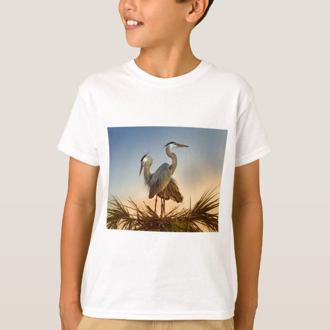 Great Blue Herons at Sunrise T-Shirt (Front)