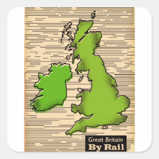 Great Britain By Rail travel poster Square Sticker