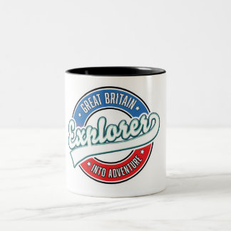 Great Britain Explorer into adventure logo Two-Tone Coffee Mug