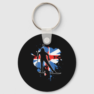 Great Britain Flag Biathlonist - British Biathlon Key Ring