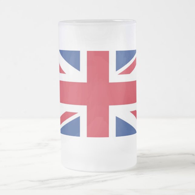 Great Britain Flag Frosted Glass Beer Mug (Center)