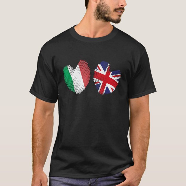 Great Britain Italy Heart UK Flag Italian Flag Gru T-Shirt (Front)