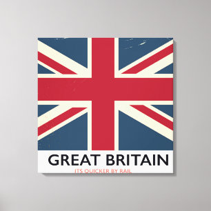 Great Britain "Its quicker by rail" vintage poster Canvas Print