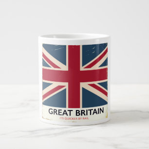 Great Britain "Its quicker by rail" vintage poster Large Coffee Mug