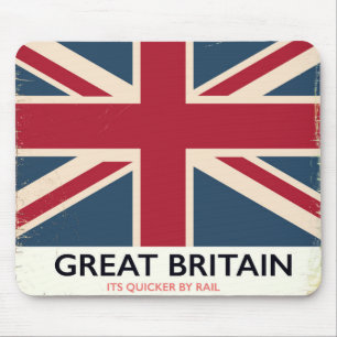 Great Britain "Its quicker by rail" vintage poster Mouse Mat