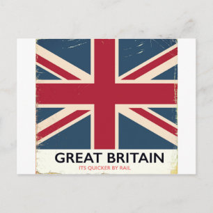 Great Britain "Its quicker by rail" vintage poster Postcard