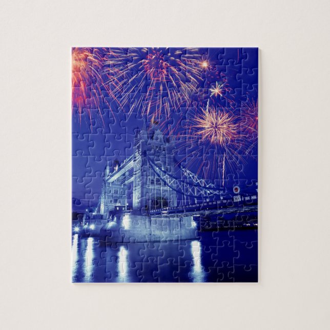 Great Britain, London. Fireworks over the Tower Jigsaw Puzzle (Vertical)