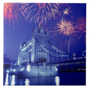 Great Britain, London. Fireworks over the Tower Tile