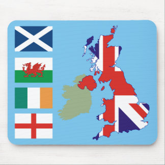 Great Britain Map and Flags Mouse Mat