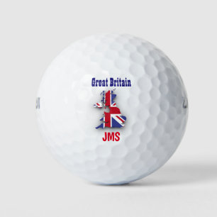 Great Britain Map Flag Monogram Golf Balls