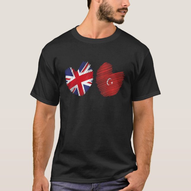 Great Britain Turkey Heart UK Flag Turkish Flag Gr T-Shirt (Front)