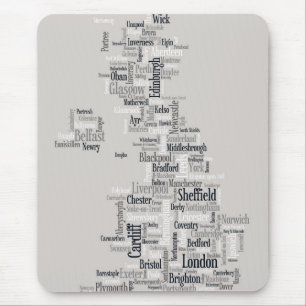 Great Britain UK City Text Map Mouse Mat