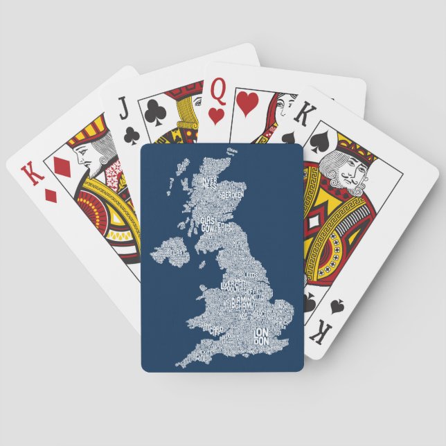 Great Britain UK City Text Map Playing Cards (Back)