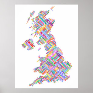 Great Britain UK City Text Map Poster