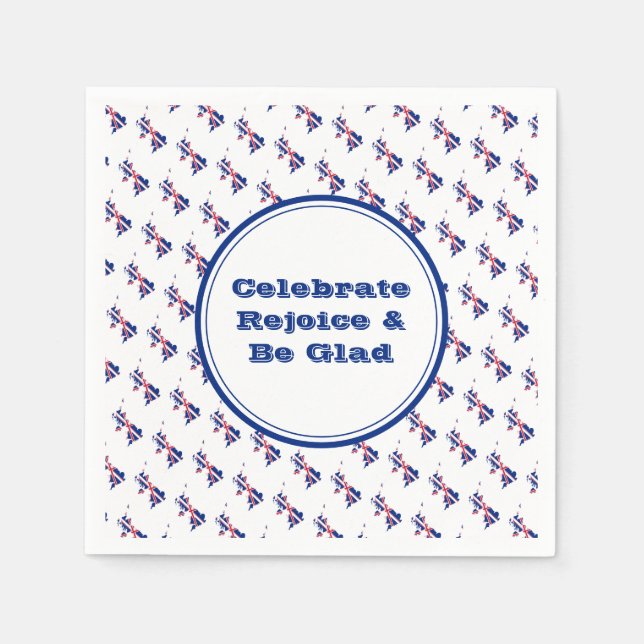 GREAT BRITAIN UK Personalised Celebrate Rejoice Napkin (Front)