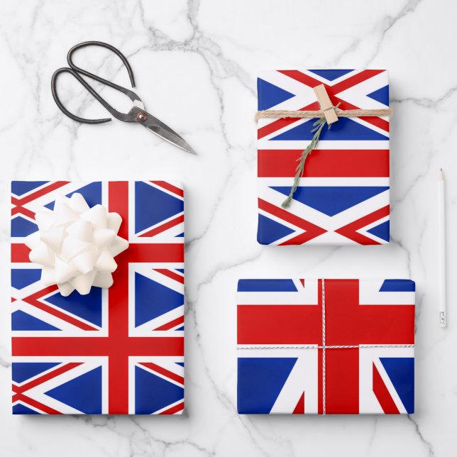 Great Britain United Kingdom British UK Flag  Wrapping Paper Sheet (Front)