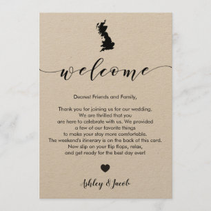 Great Britain Wedding Welcome Letter & Itinerary Programme